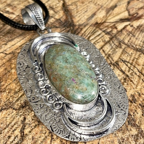 Large Ruby Fuchsite Pendant 2 7/8” - Picture 9 of 16